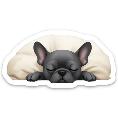 dark grey  french bulldog sleeping with zzz text sticker