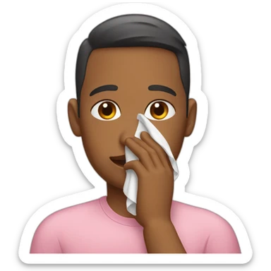 person wipes sweat from their face sticker
