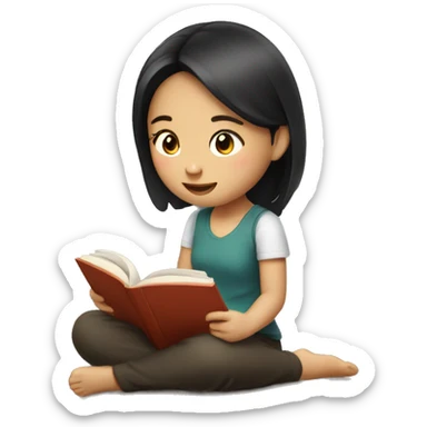 Thai girl reading book sticker
