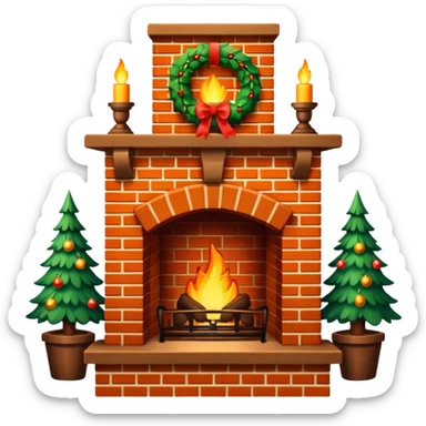 Classic Christmas Fireplace sticker