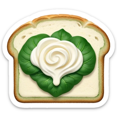 sourdough bread slice with cream cheese and spinach on top  sticker