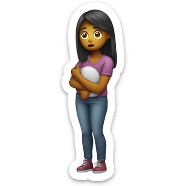 girl having a stomachache  sticker