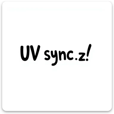 hand-drawn doodle sign with the text 'uv sync', playful and casual sticker