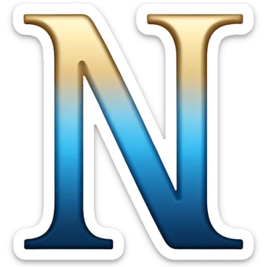 Bold Black-Blue-White-Gold Font Letter “N” sticker
