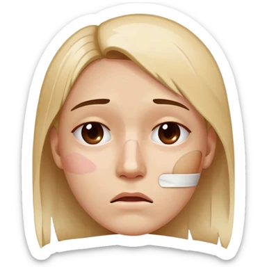 Face with bandaid and bruise showing emotional pain sticker