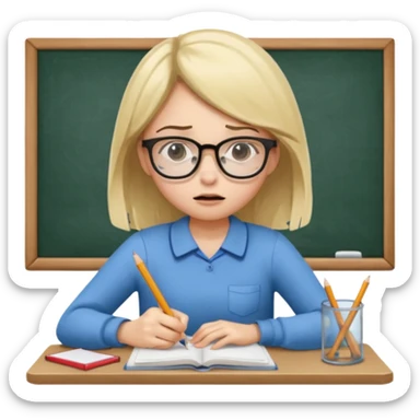 girl doing homework looking stressed sticker