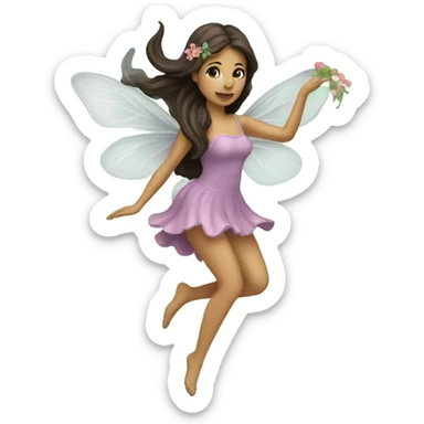 Flying brunette fairy garden sticker
