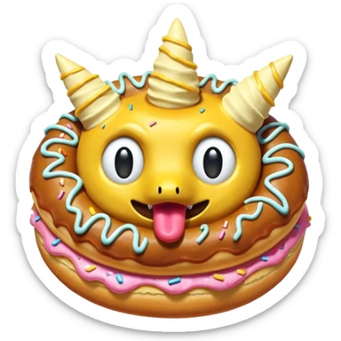 Necrozma Dusk Mane eating a sugary donut sticker