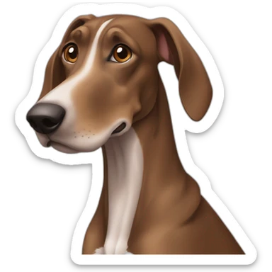 Eki es un perro mestizo marron mezcla de galgo y pastor con orejas tiendas y grandes sticker