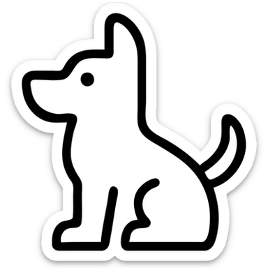 black dog, outlined icon style, no fill, clean lines sticker