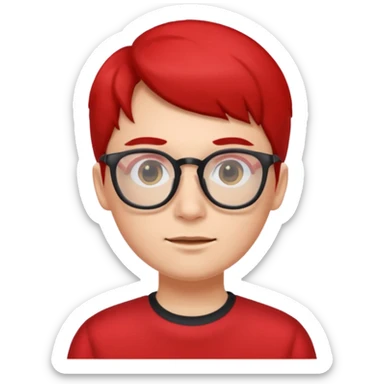 red clothed person with eyeglass sticker