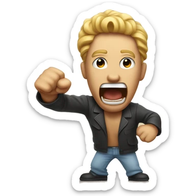 angey emoji man screaming and holding up hist fist sticker