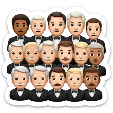 Generate in realistic style Franklin, Edison, Ford in the first row, Einstein, Jobs and Musk in the second behind them. png on transparent background sticker