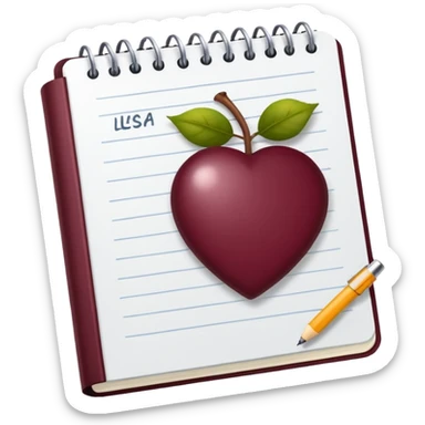 HAZ UN planificador de lista de objetivos en color vinotinto/rojo carmesí brillante, con hojas de cuaderno blancas (no agregues frutas ni nada de eso) sticker