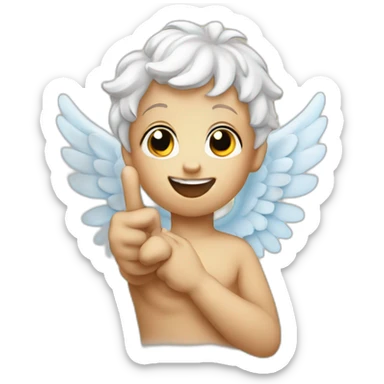 cherub making the peace sign with his left hand sticker