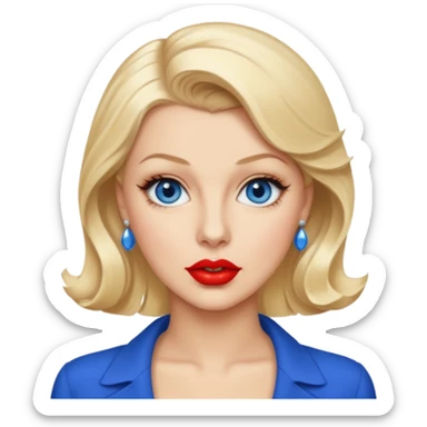 Lana Turner with blue eyes, red lip sticker