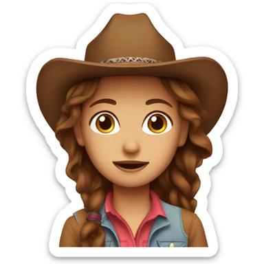 Brown hair cowgirl sticker