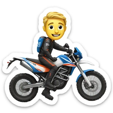 Create emoji of happy crazy enduro biker sticker