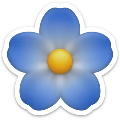 White and blue flower real sticker