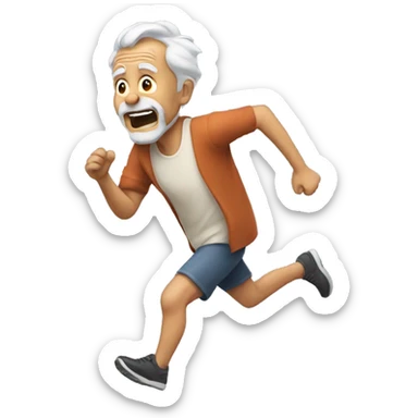 An old man runs straight sticker