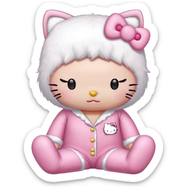 sleepy hello kitty in pijamas sticker
