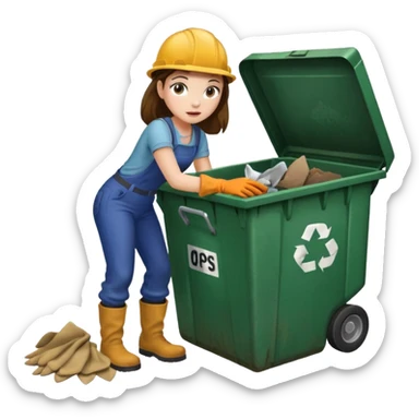 girl digging through dumoster sticker