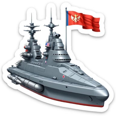 Huge Russian space battleship with prominent flag and missile launchers sticker