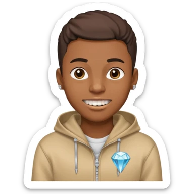 Black young guy who haves taper haircut ,zip hoodie and with a diamond grillz in her tooth sticker