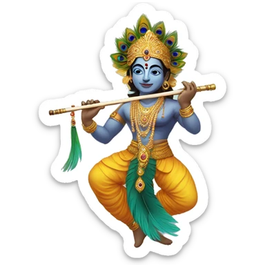 Lord Krishna with peacock feathers and flute  sticker