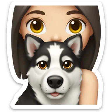 brunette girl with a black and white husky  sticker