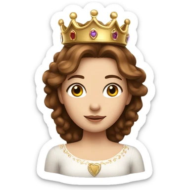 beautiful girl whit brown hair and a Crown sticker