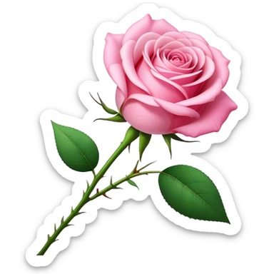 Romantic pink pretty rose long stem sticker
