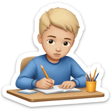 Kid doing homework sticker