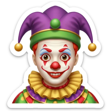 Clown with jester hat, half body sticker