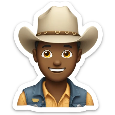 smiling boy in cowboy hat sticker