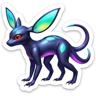 Shiny Iridescent Genesect-Umbreon-Salandit-Fakémon-hybrid-creature (full body)  sticker