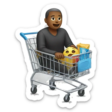 Person sitting in shopping cart sticker