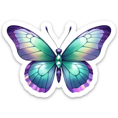 Iridescent Fluorite crystal gemstone butterfly  sticker