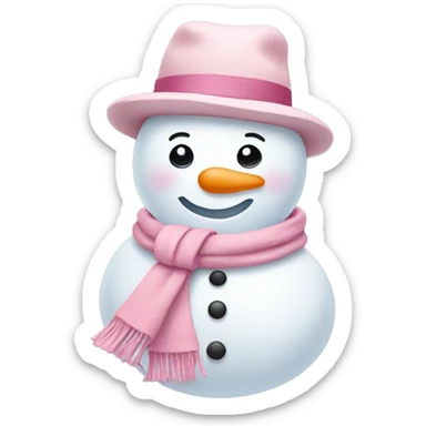snowman with pastel pink scarf and hat sticker