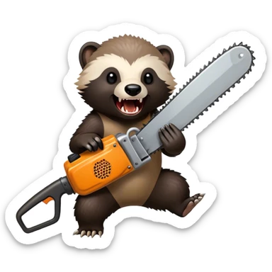 Honey badger holding a chainsaw going crazy  sticker