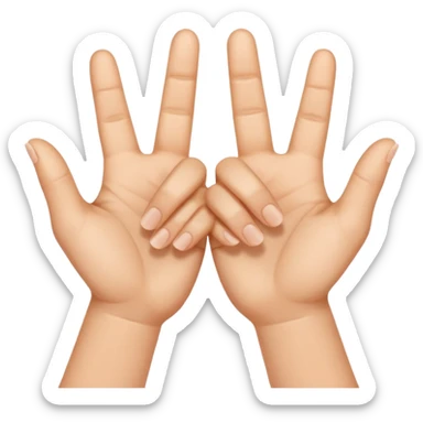 Similar to the heart hands emoji, this emoji should show a triangle created by the fingers of the hands where the two thumbs form the first side of the triangle and the remaining four fingers of each hand create one side each sticker