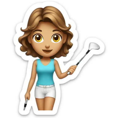 Golf swing beautiful girl head brown in the beach  sticker