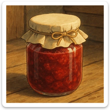 realistic jam jar, cozy, homemade sticker