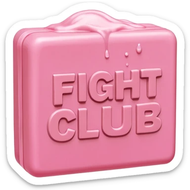 wet pink soap bubbly with "fight club" on it sticker