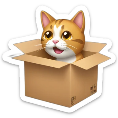 Gato asomando cabeza desde caja de carton sticker