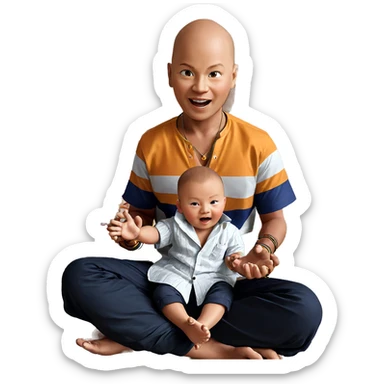 bald boys in indian style sticker