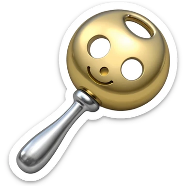 Metallic baby rattle sticker