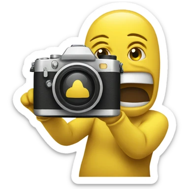 Yellow emoji taking photo sticker