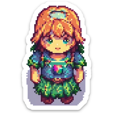 Create a pixel art effect of the photo, pixelating the image while keeping the main features recognizable and clear. sticker