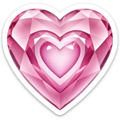 crystal clear diamond heart with one mini pink heart inside of it  sticker